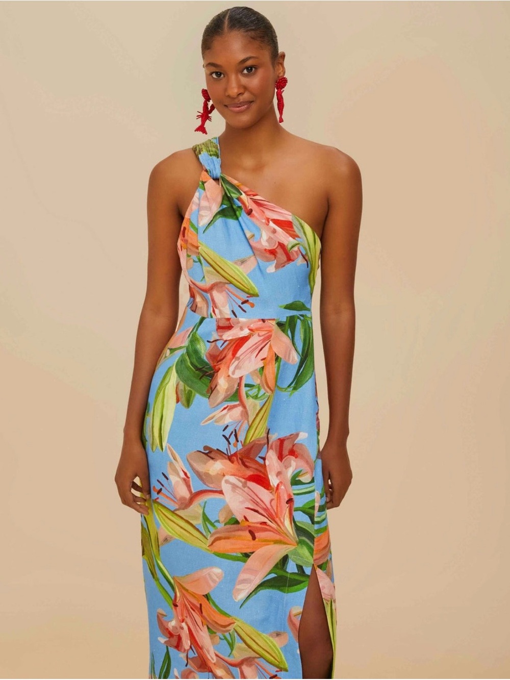 NWT FARM Rio Blue Lily Bloom Midi Dress - Picture 2 of 9